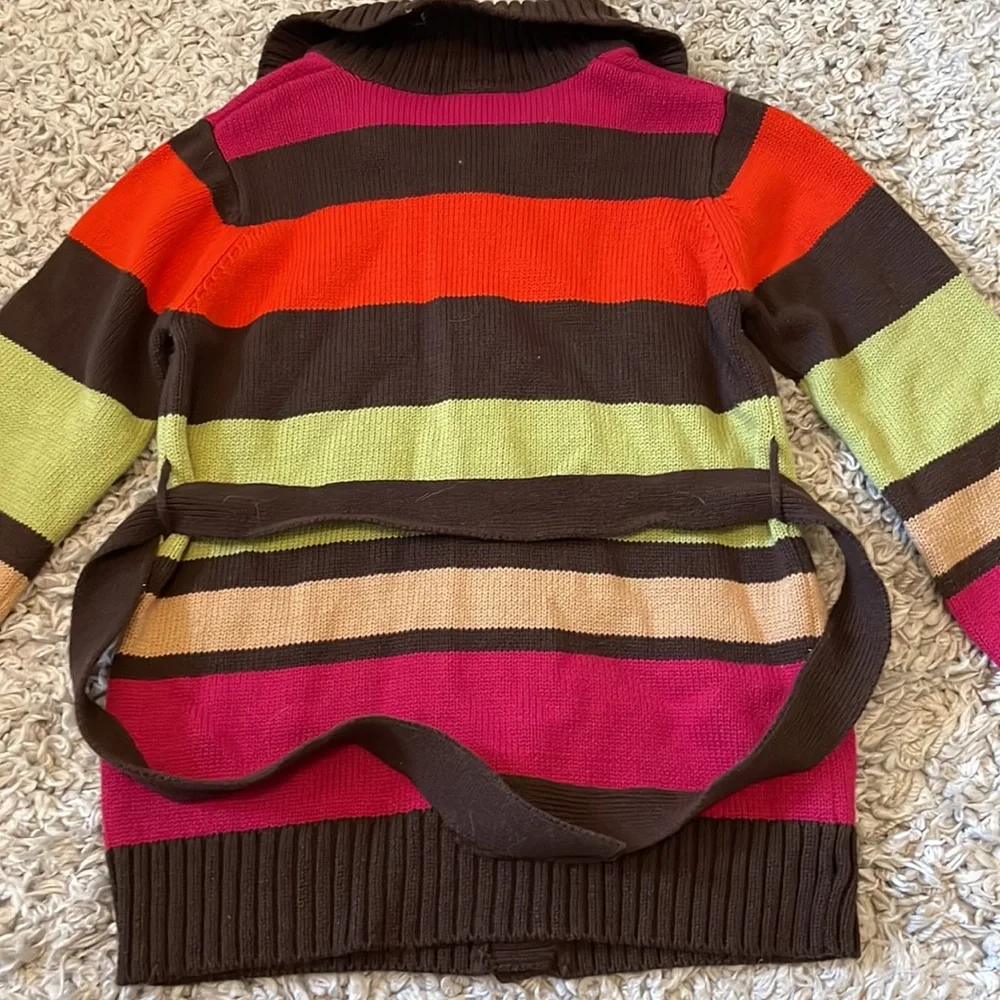 2010 Gymboree Outlet “Fall Homecoming” Striped Belted Cardigan, Size S (5-6)